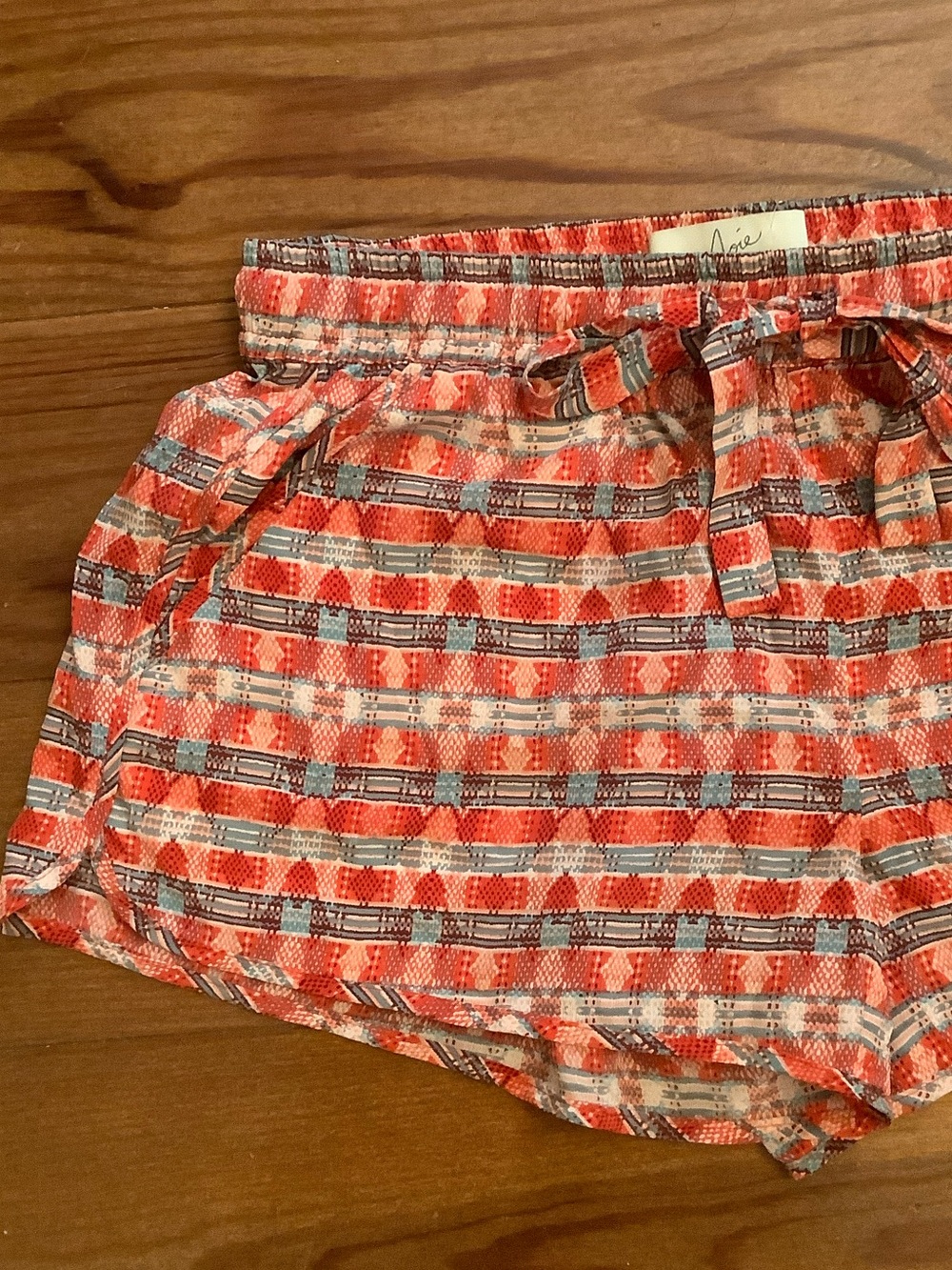 Joie Coral and Gray Striped Cotton Shorts - Picture 2 of 6